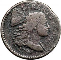 1794 USA Liberty Cap penny, no fraction bar