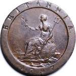1797 British penny value, George III, cartwheel, 10 leaves