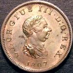 1807 UK halfpenny value, George III
