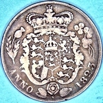 1823 UK halfcrown value, George IV, shield reverse, D173