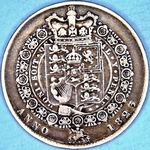 1823 UK halfcrown value, George IV, garter reverse, D181
