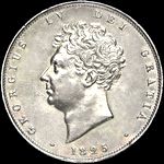 1825 UK halfcrown value, George IV, D191