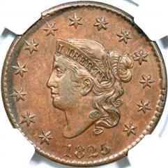 1825 USA penny value, coronet head