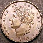 1827 UK third farthing value, George IV