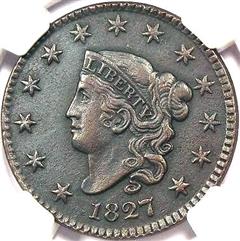 1827 USA penny value, coronet head