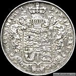 1824 UK halfcrown value, George IV, bare head, D190