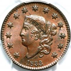 1833 USA penny value, coronet head