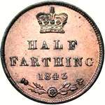 1843 UK half farthing value, Victoria