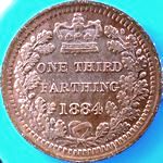 1884 UK third farthing value, Victoria