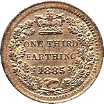 1885 UK third farthing value, Victoria