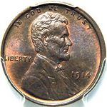 1914 P US penny, Lincoln wheat