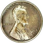 1915 S US penny, Lincoln wheat