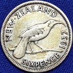 1937 New Zealand sixpence