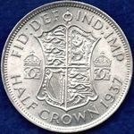 1937 UK halfcrown value, George VI, D2030