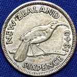 1940 New Zealand sixpence