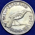 1942 New Zealand sixpence