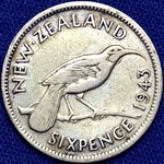 1943 New Zealand sixpence