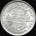 1943 UK halfcrown value, George VI, D2036