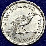 1944 New Zealand sixpence