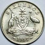1945 Australian sixpence