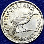 1945 New Zealand sixpence