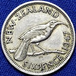 1947 New Zealand sixpence