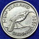 1950 New Zealand sixpence