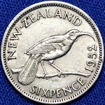1952 New Zealand sixpence