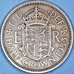 1953 UK halfcrown value, Elizabeth II, I to bead, D2311
