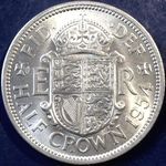 1954 UK halfcrown value, Elizabeth II, D2320