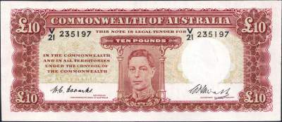 Australian ten pound banknote values
