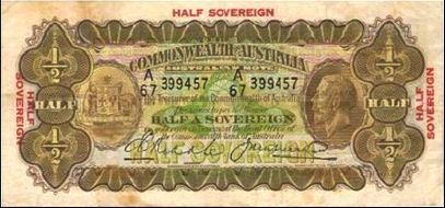 Riddle / Heathershaw Australian half-sovereign banknote values