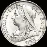 Queen Victoria era UK halfcrown, veiled head