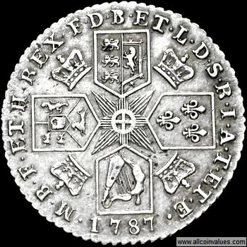 1787 British shilling reverse, no semee of hearts