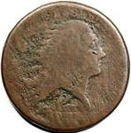 1793 US penny, Flowing Hair, wreath reverse, vines and bars edge