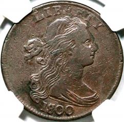 1800 US penny value, draped bust, 800 over 798, 1st hair