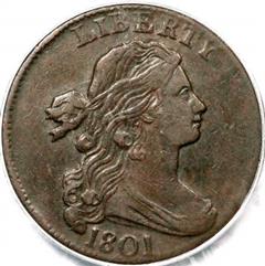 1801 US penny value, draped bust