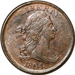 1804 USA Draped Bust half cent (crosslet 4 no stem)