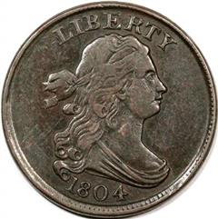 1804 USA Draped Bust half cent (plain 4 with stems)