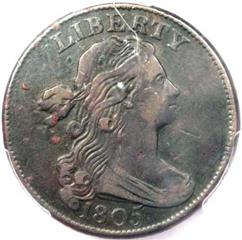 1805 US penny value, draped bust