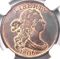 1806 USA Draped Bust half cent (small 6 no stem)