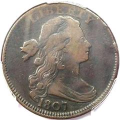 1807 US penny value, draped bust, large fraction