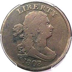 1808/7 overdate USA Draped Bust half cent