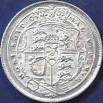 1820 UK sixpence value, George III, no obverse colons