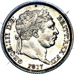 1817 UK shilling value, George III, 'GEOE' for 'GEOR'