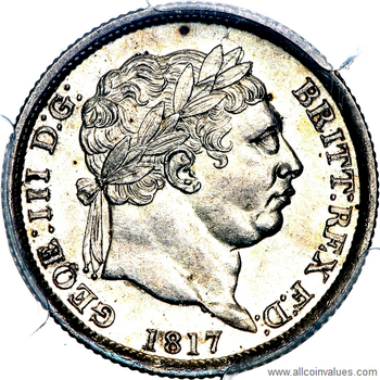 1817 UK shilling obverse, GEOE