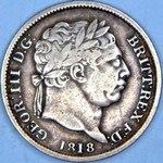 1818 UK shilling value, George III, high 8