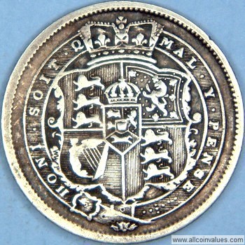 1818 UK shilling reverse, higher 8
