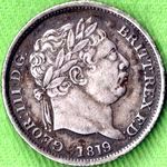 1819 UK shilling value, George III, 9 over 8