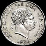 1820 UK halfcrown value, George III, d64